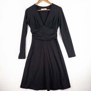 Susan Monaco Dress Womens Medium Black Long Sleeve V Neck